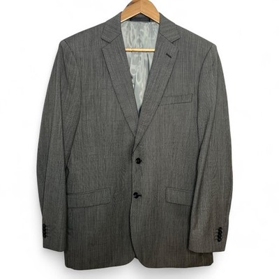 Dressmann Gray 2-Button Blazer 50 R Super 100s Wool Sport Coat Premium Pinstripe