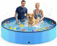 Foldable Dog Pool, 97'' Extra Large Collapsible Dog Swimming Pool Hard Plastic