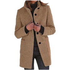 Winter Coat Single Breasted Stand Collar Neckline 70% Polyester Fabric