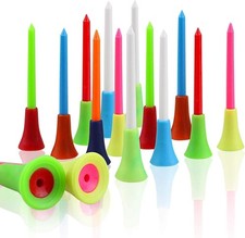 Crestgolf Rubber Cushion Top Plastic Golf Tees Mixed Colors 3-1/4", mixed