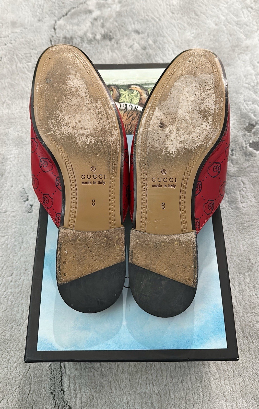 Authentic Gucci Ghost Red Leather Princetown Mens… - image 6