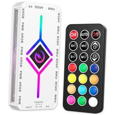 9-Port PWM  ARGB Fan Hub Controller, Integrated RGB Self-Lighting PC Fan White