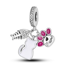 Bracciale MULA donna argento sterling 925 europeo ciondolo smalto pesce gatto artiglio adatto
