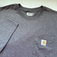 Carhartt Shirt Mens XL Gray Loose Fit Pocket Tee T-Shirt Workwear Logo Cotton
