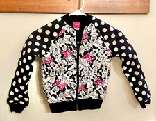 DISNEY Minnie Mouse -NEW Unworn zip up jacket size 6X Pink Black White polka dot