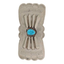 N Silver Turquoise Stamped Concho Native American Cowgirl Vintage Belt Buckle