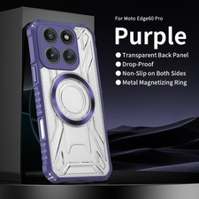 For Motorola Edge 60 Pro, Shockproof Hybrid Armor Clear Hard Magnetic Case Cover