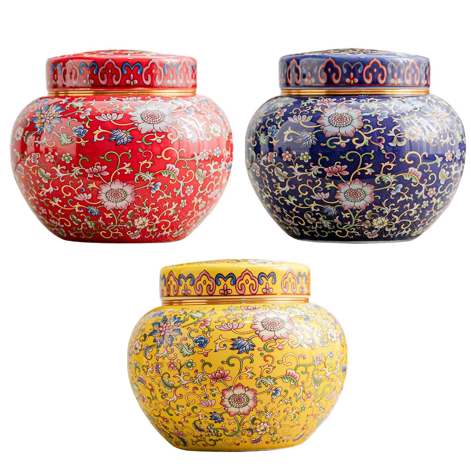 Jar Vase with Lid Art Creative 800ml Capacity Multifunctional Floral Temple Jar