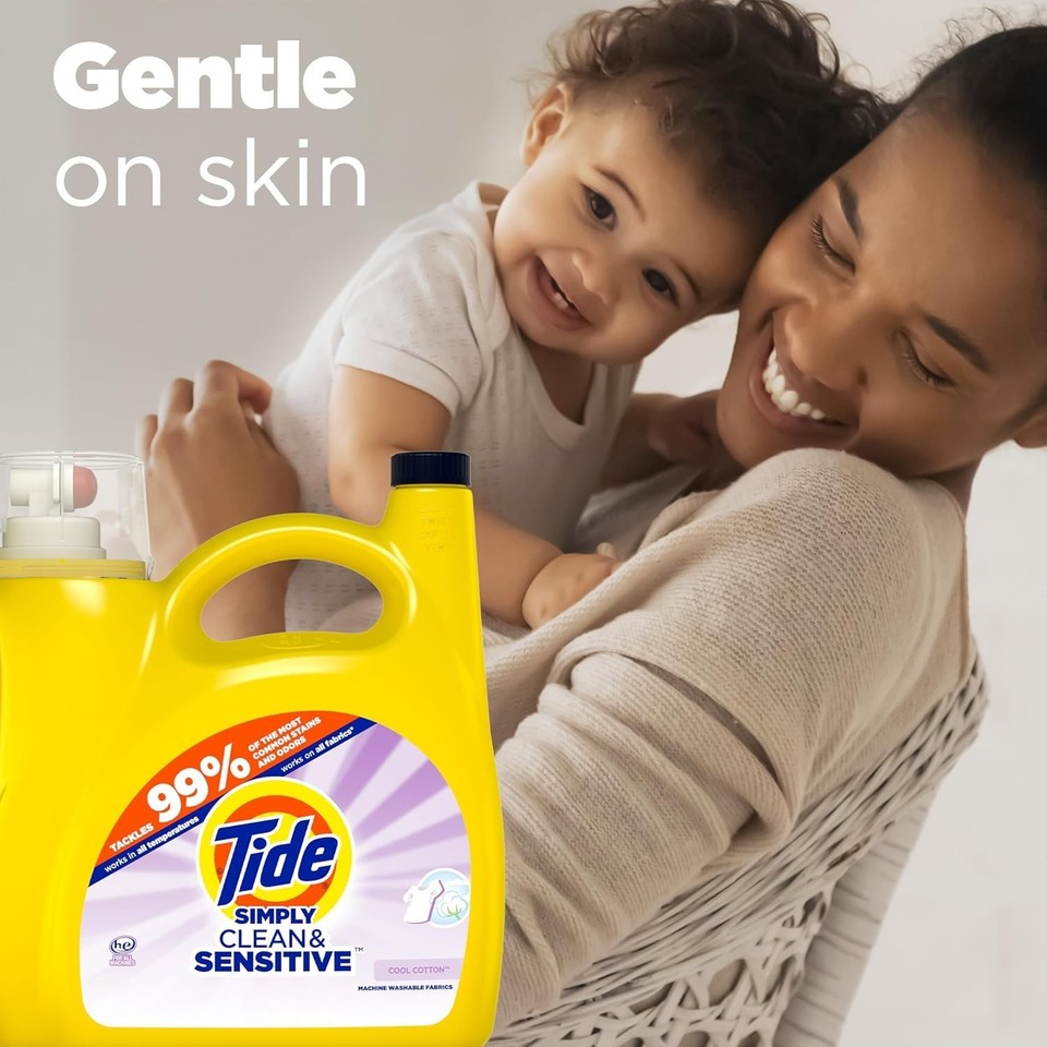 Tide Simply Clean &amp; Sensitive Liquid Laundry Detergent,Cool Cotton ...