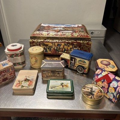 Vintage 1993 Lebkuchen Schmidt Cookie Tin Germany 17x12x7 + Various Modern Tins