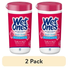 Wet Ones Antibacterial Hand Wipes Fresh Scent 40 Count 2 Pack Hypoallergenic