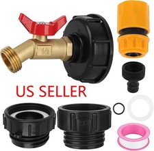 275-330 Gallon IBC Tote Adapter Brass Faucet 2" Cam Lock to Garden Hose 3/4"