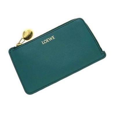Loewe kieselgrün Leder Münzkartenetui Reißverschluss Anagramm Auth