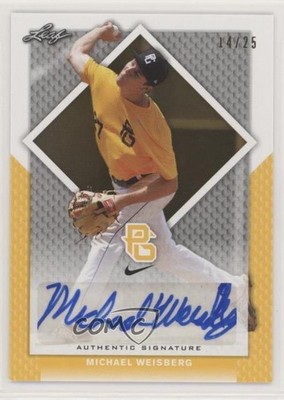 2016 Leaf Perfect Game National Showcase Yellow 14/25 Michael Weisberg Auto 2w3