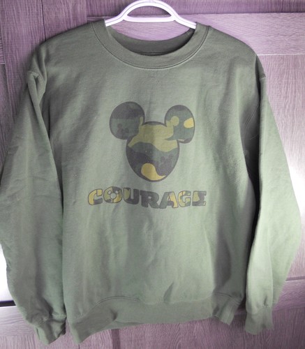 Disney Mickey Mouse Green Courage Camo Graphic Crewneck Soft Sweatshirt Size S