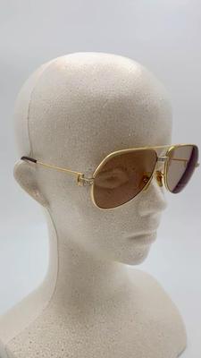 Vintage Cartier 59-14-130 Vendome Santos Teardrop sunglasses Gold