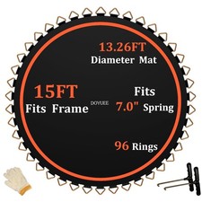 15FT Trampoline Mat -13.26ft Diameter Mat with 96 Rings- Fits 7.0" Springs,Sp...