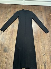 Forever 21 Black Midi Body Con Dress Long Sleeve Mock Neck Size Small