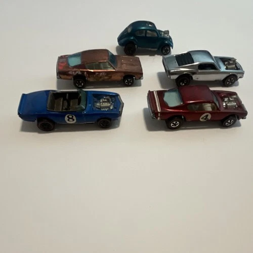 Hot Wheels Redlines Diecast Cars Lot of 5 Blue Red Copper Silver Teal 1:64