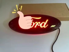 Grille or Tailgate RED LED Illuminated Emblem 9" Badge for Ford Trucks