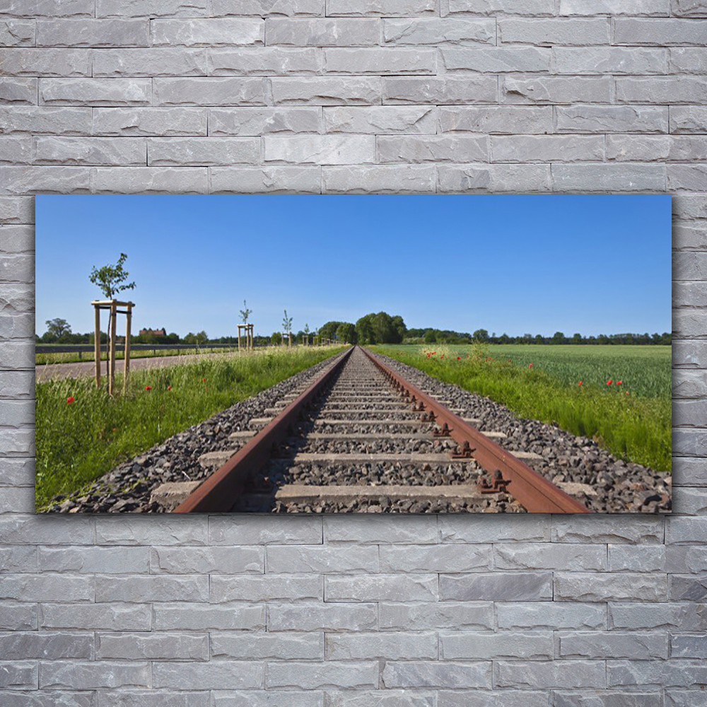 Tableau rails de train 120x60 cm impression sur toile d'architecture urbaine moderne