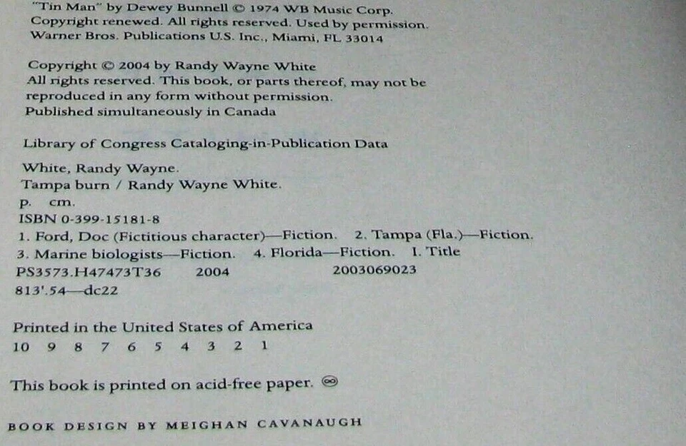 Tampa Burn by Randy Wayne White Signed 1st Ed Hardcover with DJ - Image 3 of 4