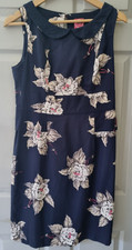 Joules Navy Floral Print Francesca Dress Navy Collar Sleeveless Size 12