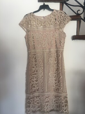 Lacy Fitted Beige/(Champagne) dress by Marina W Sz 6 | eBay