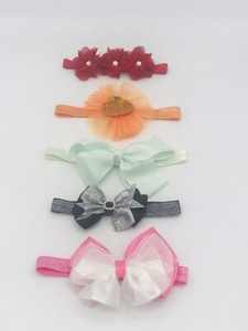 5-PCS Kids Elastic Headband Hair Girls baby Bowknot Hairband Cute ….15