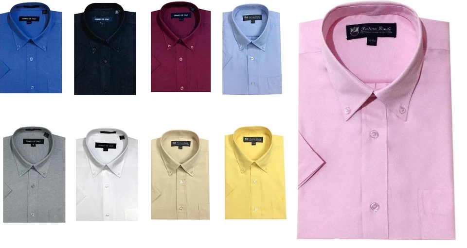 Men's Short Sleeve Button Down Dress Shirts Cotton Blend Oxford 9 Colors 02BS - Image 2 of 4