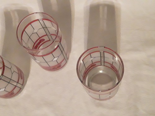 Vtg Set of 3 Coca-Cola Drinking Glasses Tiffany Style Frosted Stained Glass VGUC - Picture 3 of 3