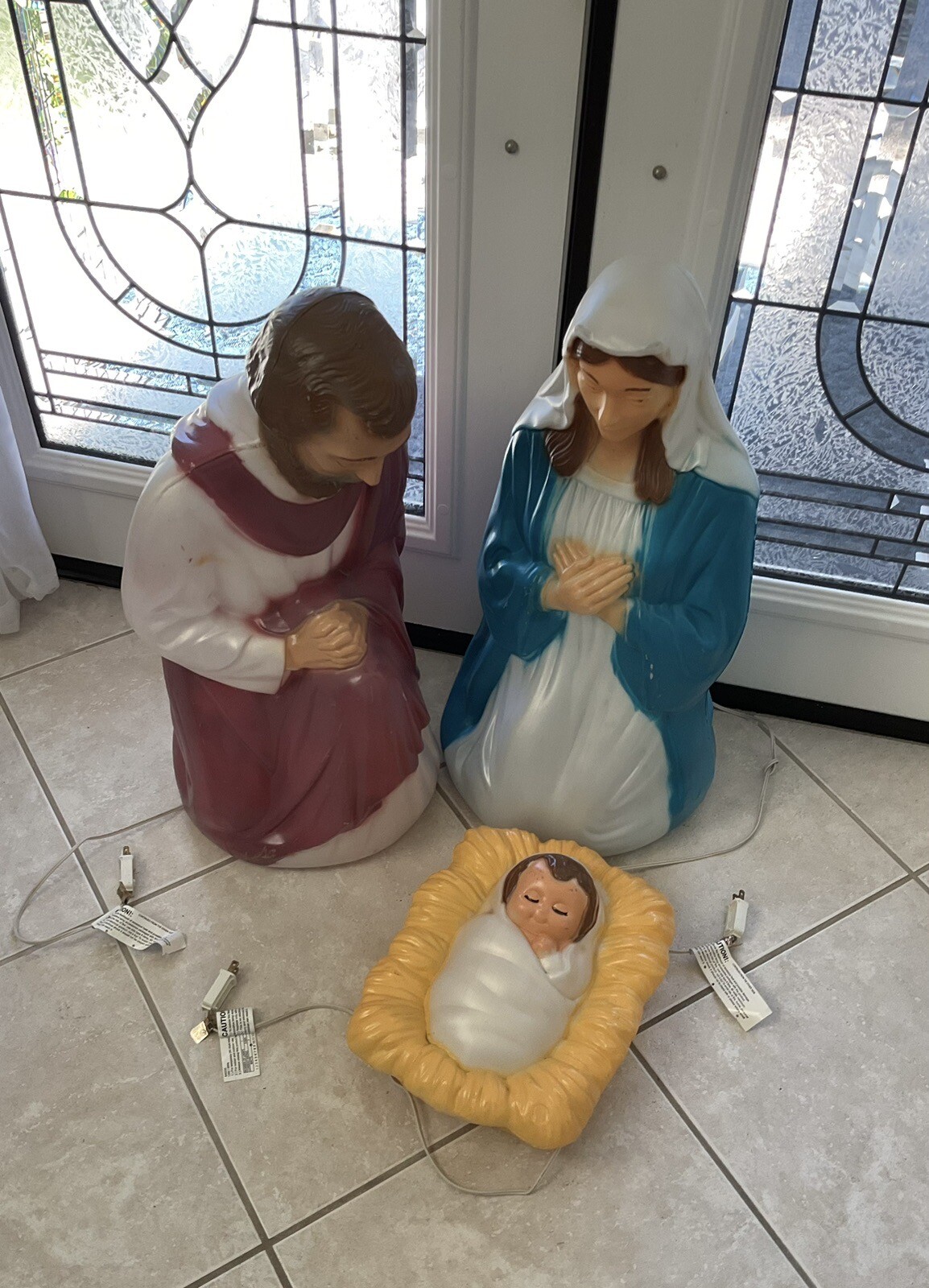General Foam Plastics Blow Mold Nativity Set Mary, Joseph & baby Jesus