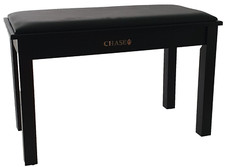 Chase Piano Digital Keyboard Duet Stool Bench - Black Wood Effect with Storage .
