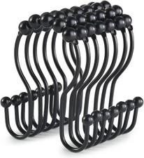 12 Pcs Shower Curtain Rings, Stainless Steel Black Shower Curtain Hooks