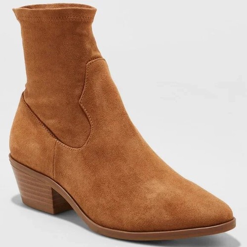 Microsuede Western Sock Booties | Tan 