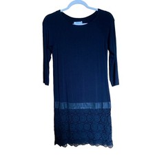 Bailey 44 Dress Womens Medium Blue Stretch Drop Waist Crochet Hem