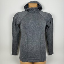 Athleta Tracker Hoodie Shirt Stretch Thumbholes Gray Womens Small S