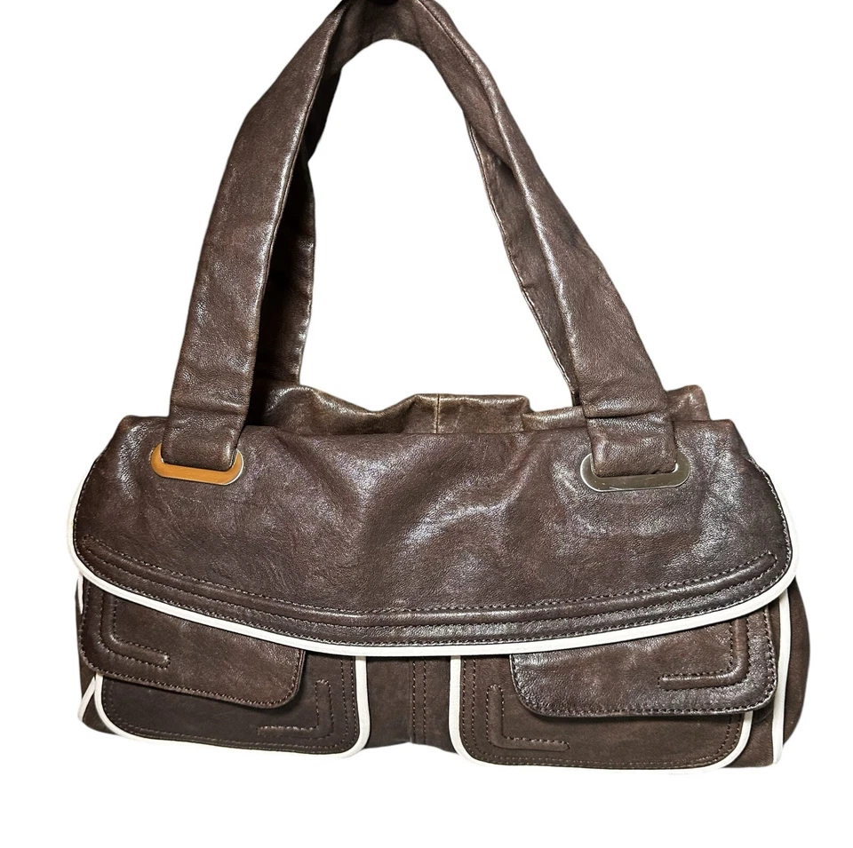 MIMCO 'Bolso de Día Nuevo' Doble Asa Cartera Cartera Bolso de Mano Cuero Suave Marrón Foto 4 de 4