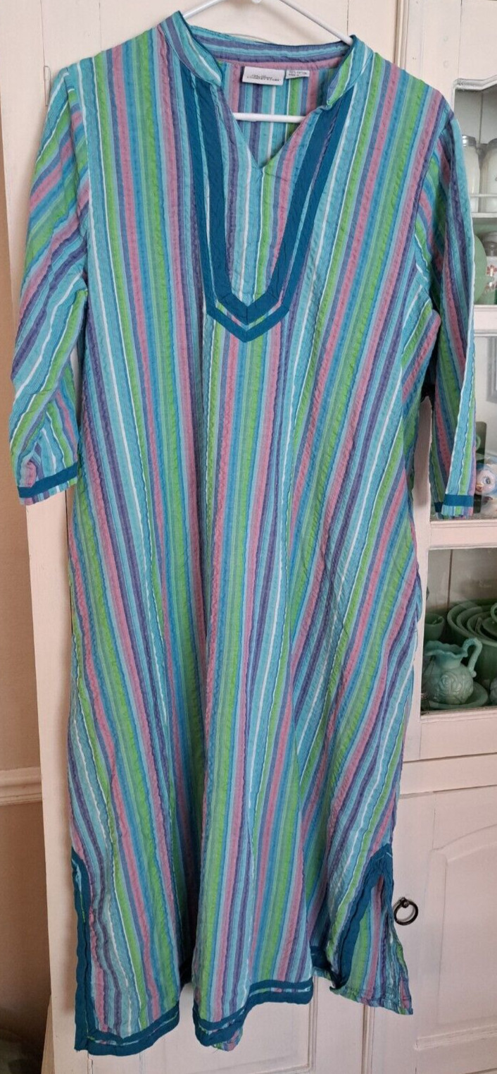 Vermont Country Store Muumuu Kaftan Lounge Dress Stri… Gem
