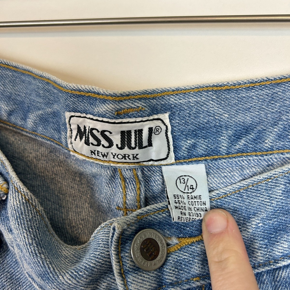 Miss juli side tie cutout denim shorts vtg 90s high rise size 13