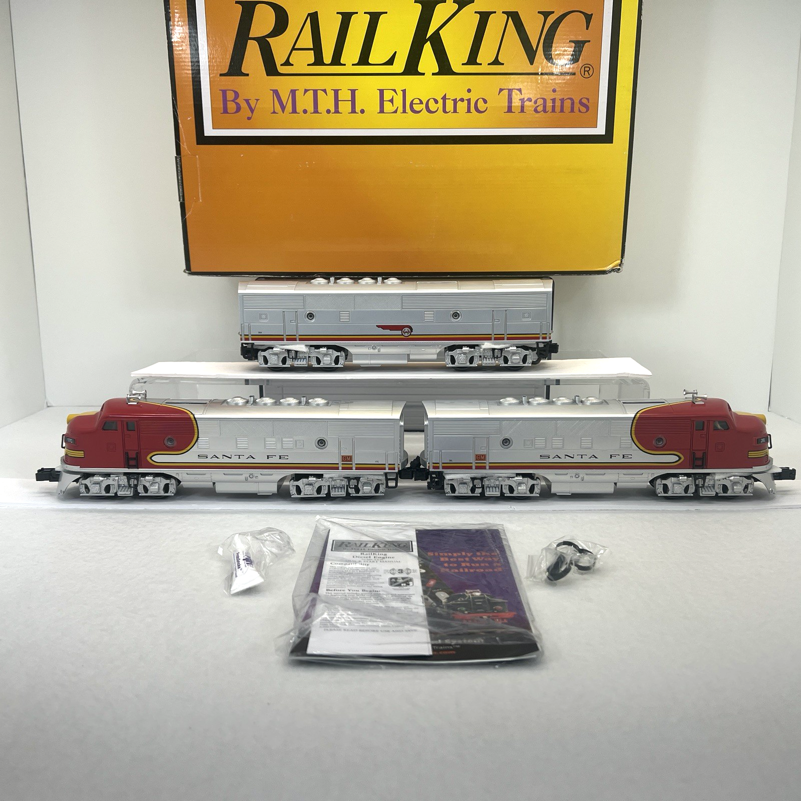 MTH RailKing Santa Fe F-3 ABA Diesel Engine Set O Gauge PS3 New #26L