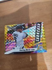 2021 Panini Mosaic Starling Marte Launched Yellow Reactive Card /99