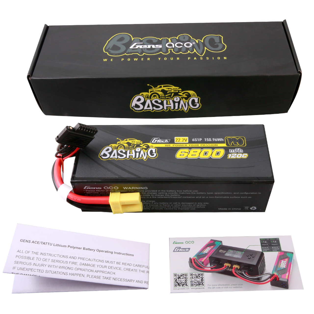 Gens Ace G-Tech 6800mAh 22.2V 120C 6S Lipo Battery EC5 For Arrma 1/8 1/10 RC Car