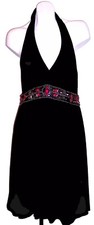 WHBM Dress 4 Black Beaded Stretch Knit Halter Style White House Black Market