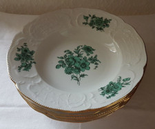 Rosenthal Sanssouci Pompadur weiß/grün/Goldrand 6 Suppenteller D 24 cm Top !!!