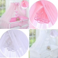 New Big Pink or White Baby Cot Mosquito Net / Drape / Canopy + Bow & Hearts ONLY