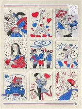 French Cotton Kitchen Dish/Tea Towel - French Symbols - Made in France