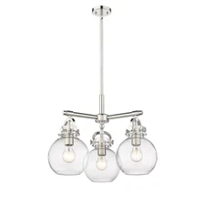 Innovations Newton Sphere 3-Lt 7" Stem Pendant, PN/CG - 410-3CR-PN-G410-7CL
