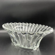 HEISEY VTG Clear Crystal Oval Crystolite FLORAL COMPOTE CENTERPIECE BOWL Footed