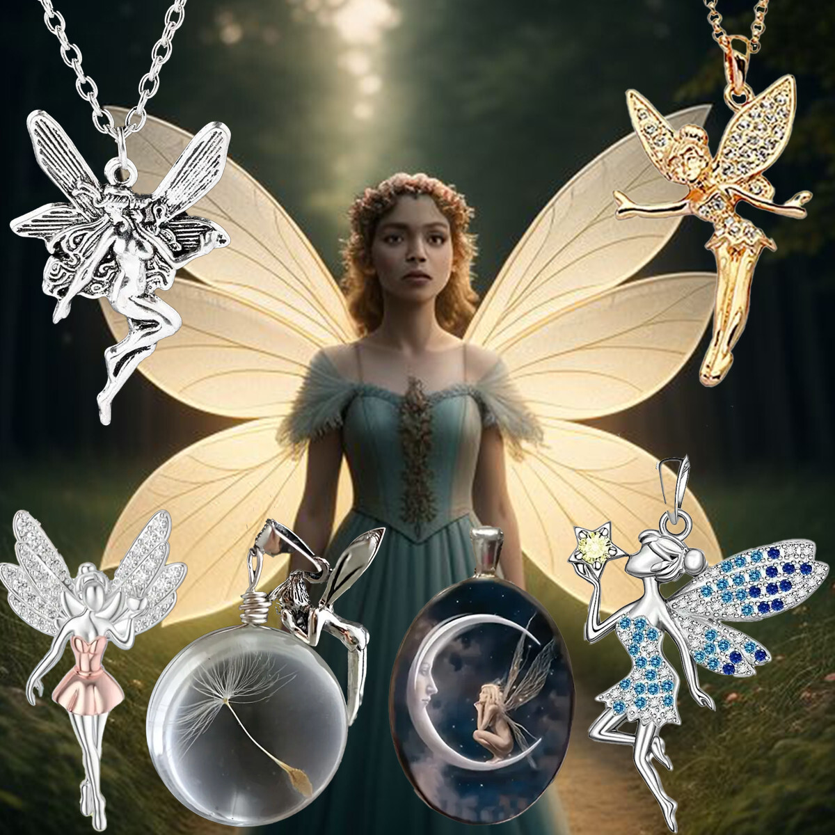 Fairy Angel Elf Necklace Angel Wing Pendant Tinker Bell Fantasy Necklace  Jewelry
